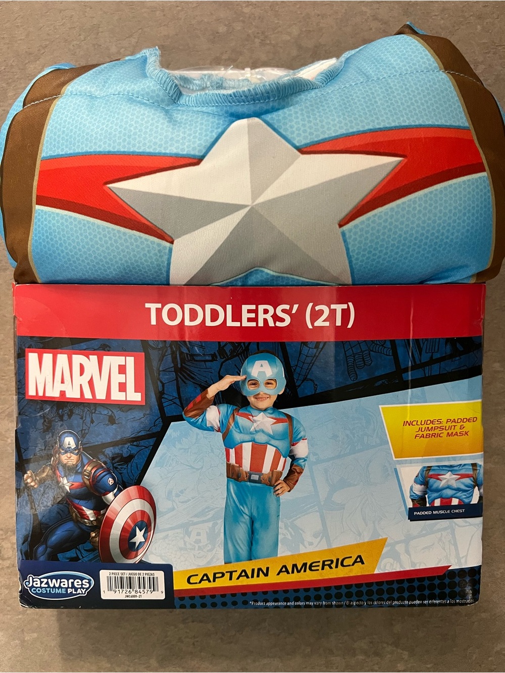 Marvel Captain America Toddler Costume - Blue, Red, White NEW 2T Halloween